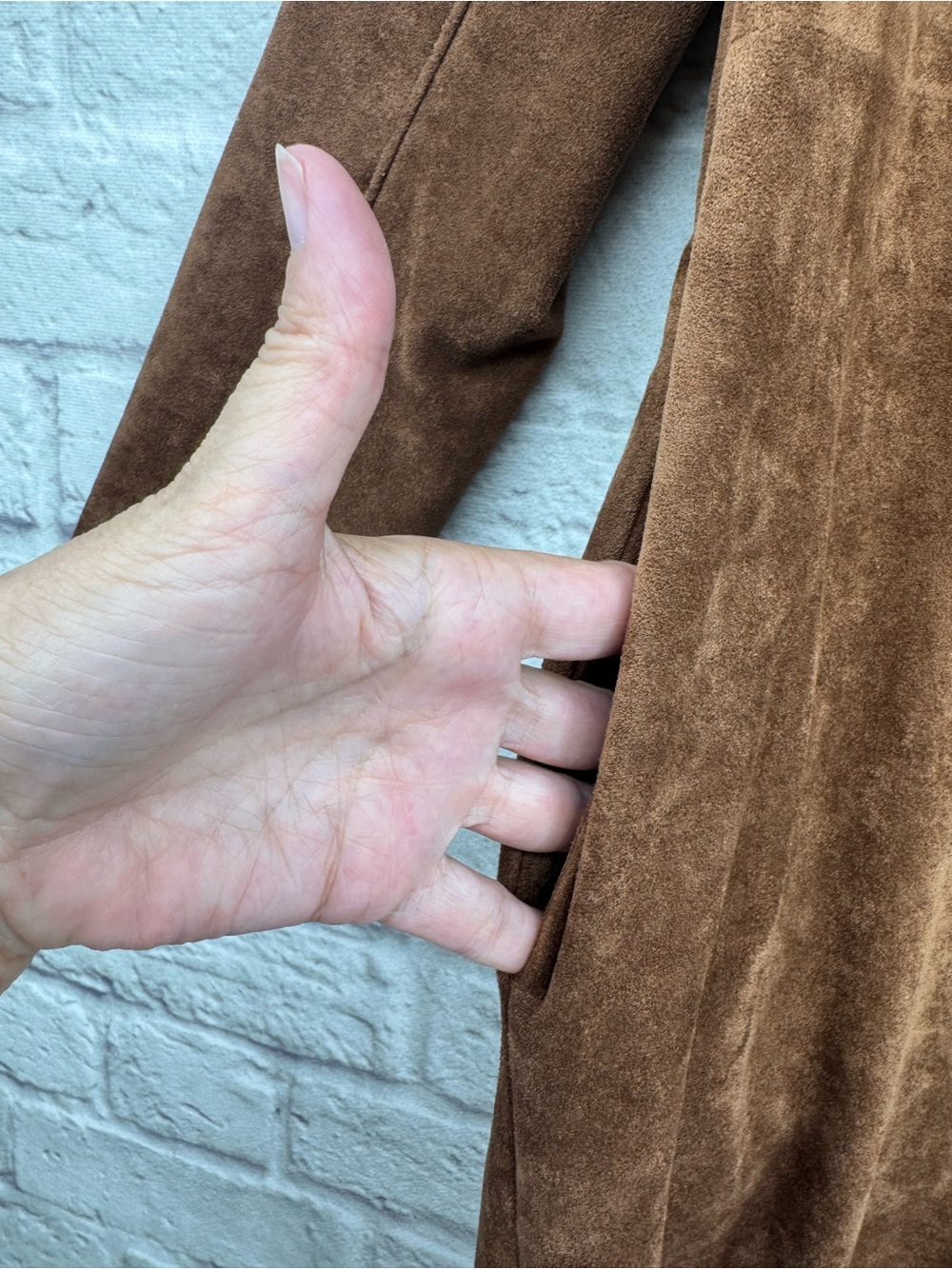Blank NYC Faux Suede Duster Coat Size S Brown Western Boho BELT MISSING - Picture 3 of 15